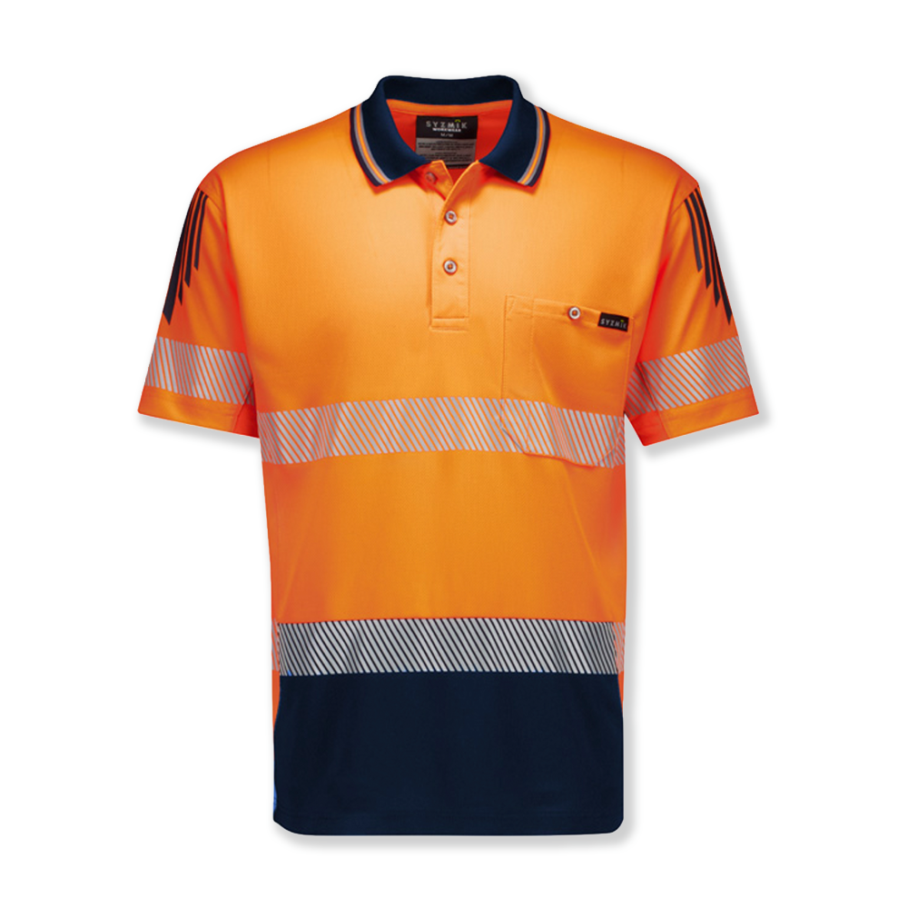 Mens Hi Vis Flux Segmented Tape Short Sleeve Polo